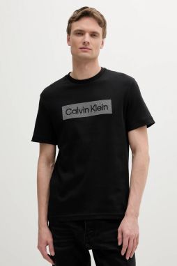 Bavlnené tričko Calvin Klein pánske, čierna farba, s nášivkou, K10K112491