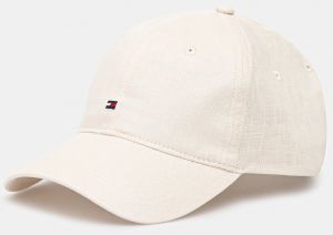 Plátenná čiapka Tommy Hilfiger béžová farba, jednofarebná, AW0AW17130