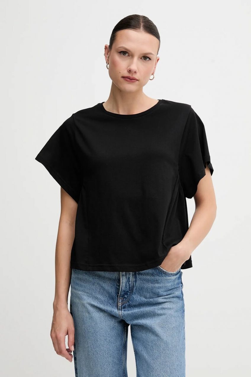 Bavlnené tričko United Colors of Benetton dámske, čierna farba, 3U53D109U