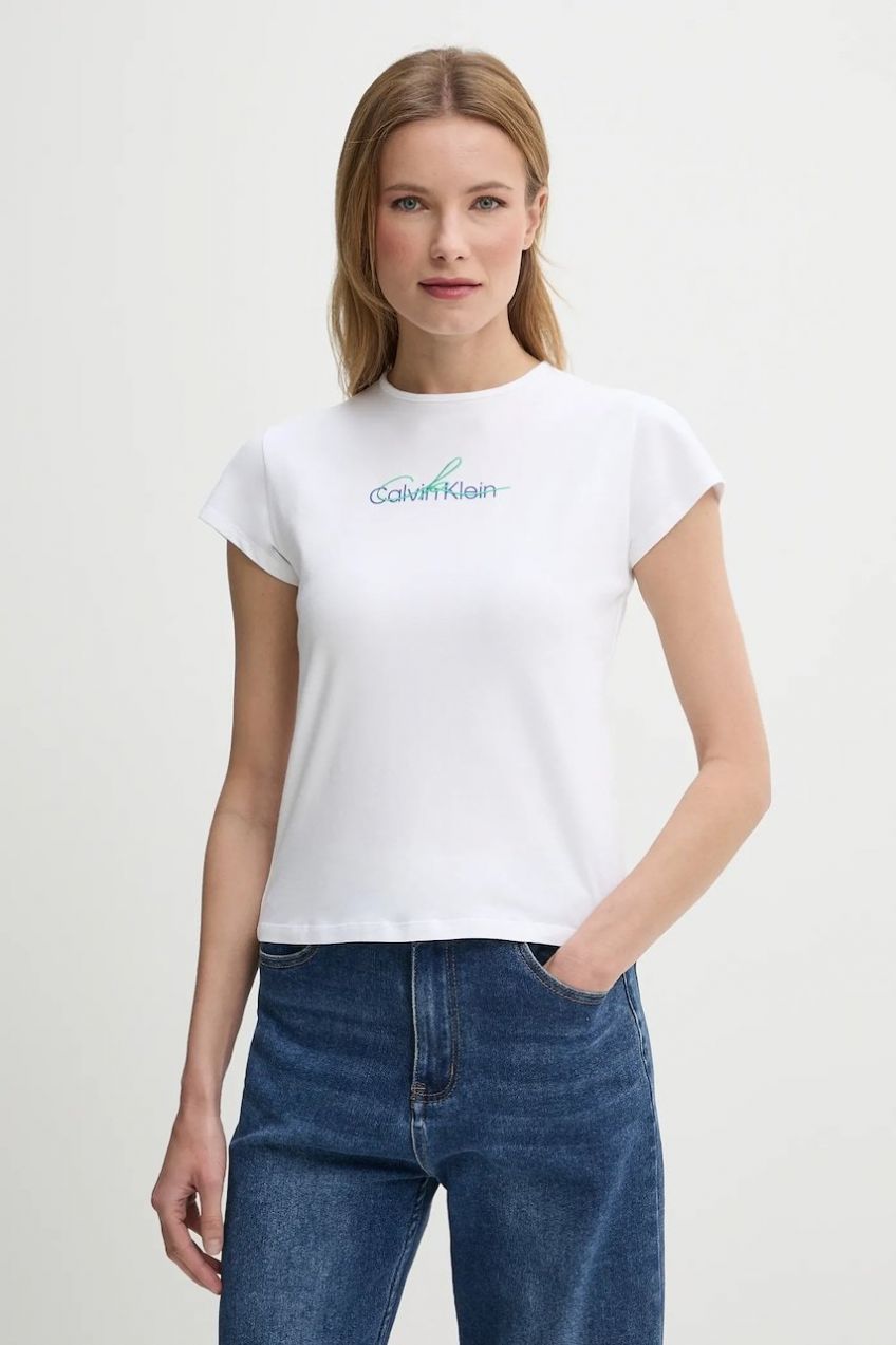 Tričko Calvin Klein Jeans dámske, biela farba, LV047B828G