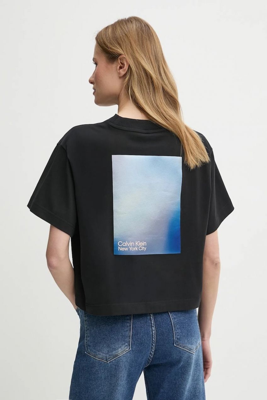 Bavlnené tričko Calvin Klein Jeans dámske, čierna farba, LV047AB811