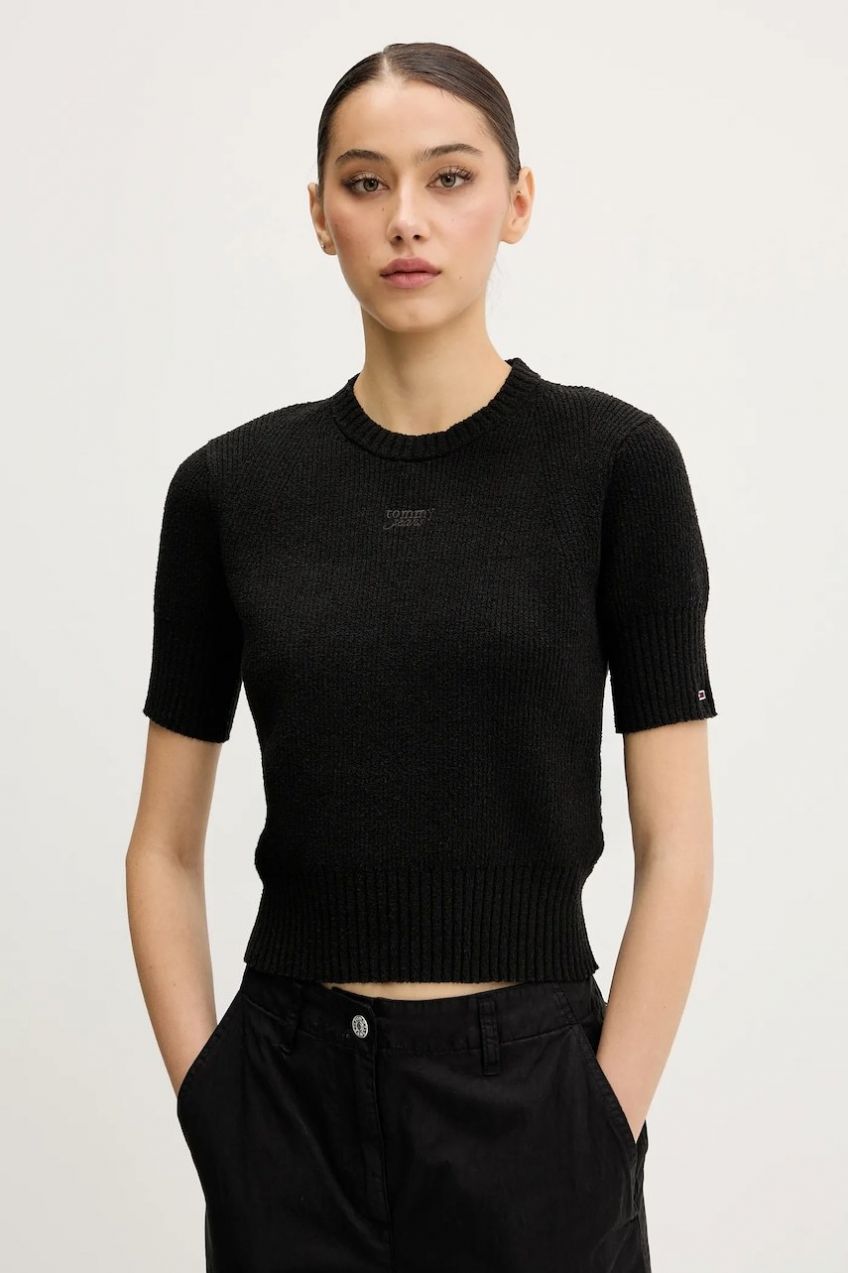 Sveter Tommy Jeans čierna farba, DW0DW20380