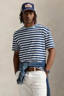 Bavlnené tričko Polo Ralph Lauren pánske, tmavomodrá farba, vzorované, 710964997
