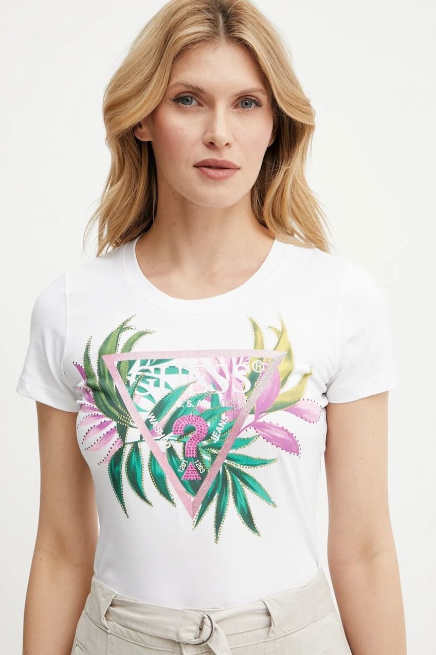 Tričko Guess dámske, biela farba, W5GI07 J1314