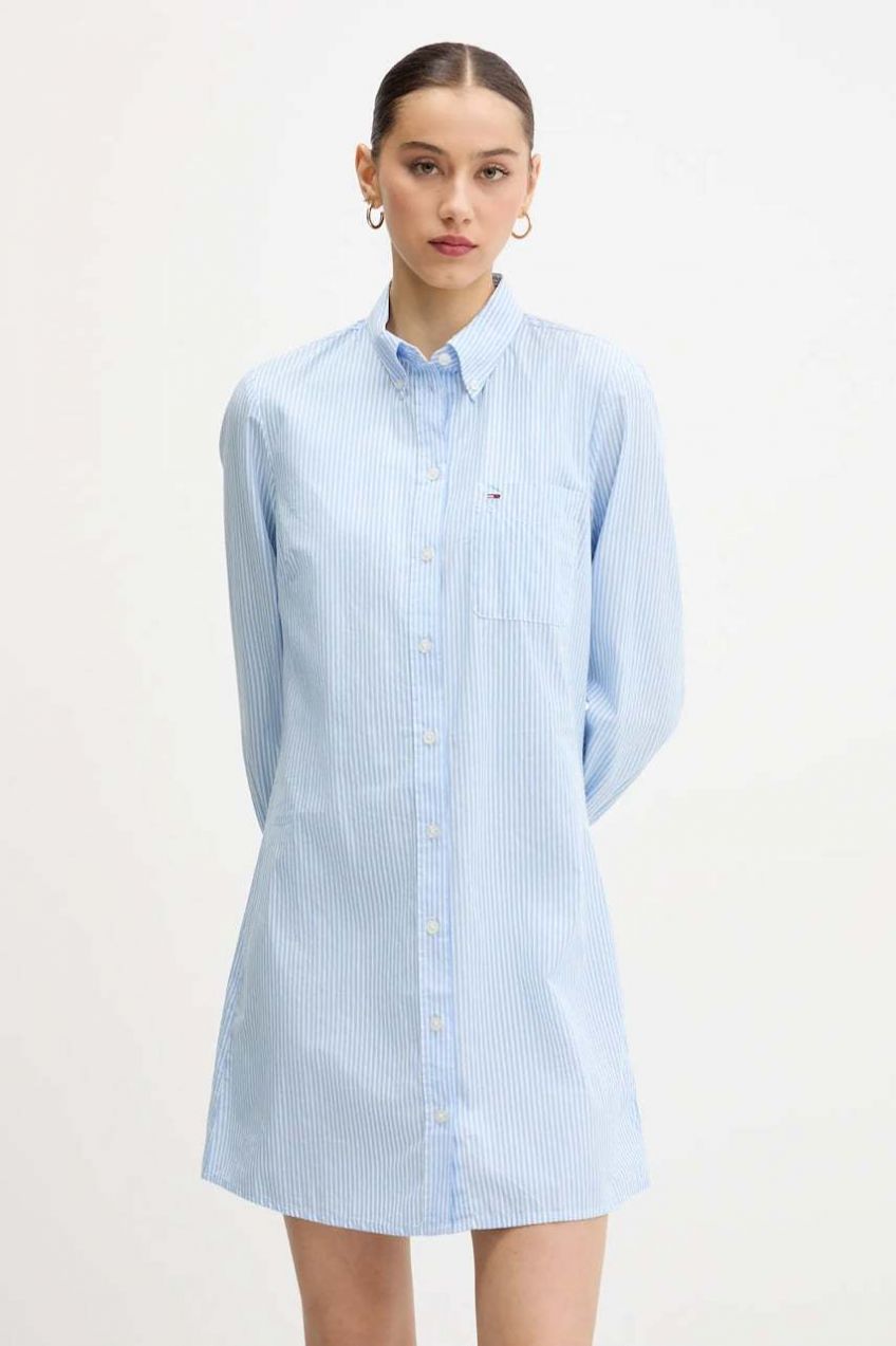 Bavlnené šaty Tommy Jeans mini, rovný strih, DW0DW20334