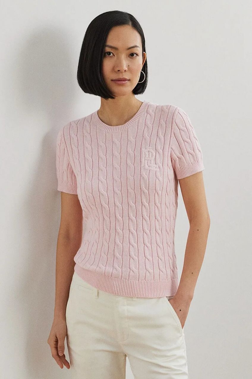 Bavlnený sveter Lauren Ralph Lauren ružová farba, 200965880