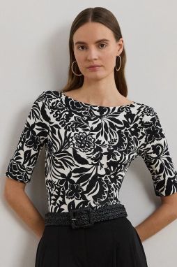 Bavlnená blúzka Lauren Ralph Lauren čierna farba, vzorované, 200963940