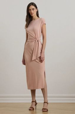 Šaty Lauren Ralph Lauren oranžová farba, midi, priliehavé, 250964086