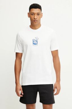 Bavlnené tričko adidas 0 pánske, biela farba, s potlačou, JJ4013
