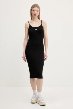 Šaty Tommy Jeans čierna farba, midi, priliehavé, DW0DW20330