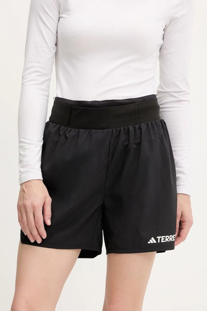 Športové krátke nohavice adidas TERREX Xperior čierna farba, s potlačou, vysoký pás, JF1255