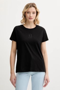 Bavlnené tričko Armani Exchange dámske, čierna farba, XW000830 AF10356