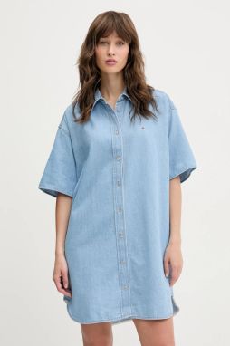 Rifľové šaty Tommy Jeans mini, oversize, DW0DW20112