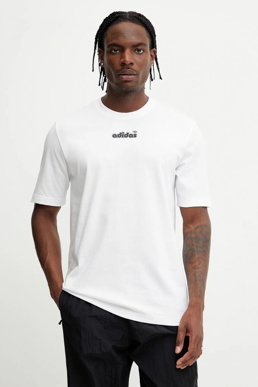 Bavlnené tričko adidas Originals GRFX Tee pánske, biela farba, s potlačou, JC8379