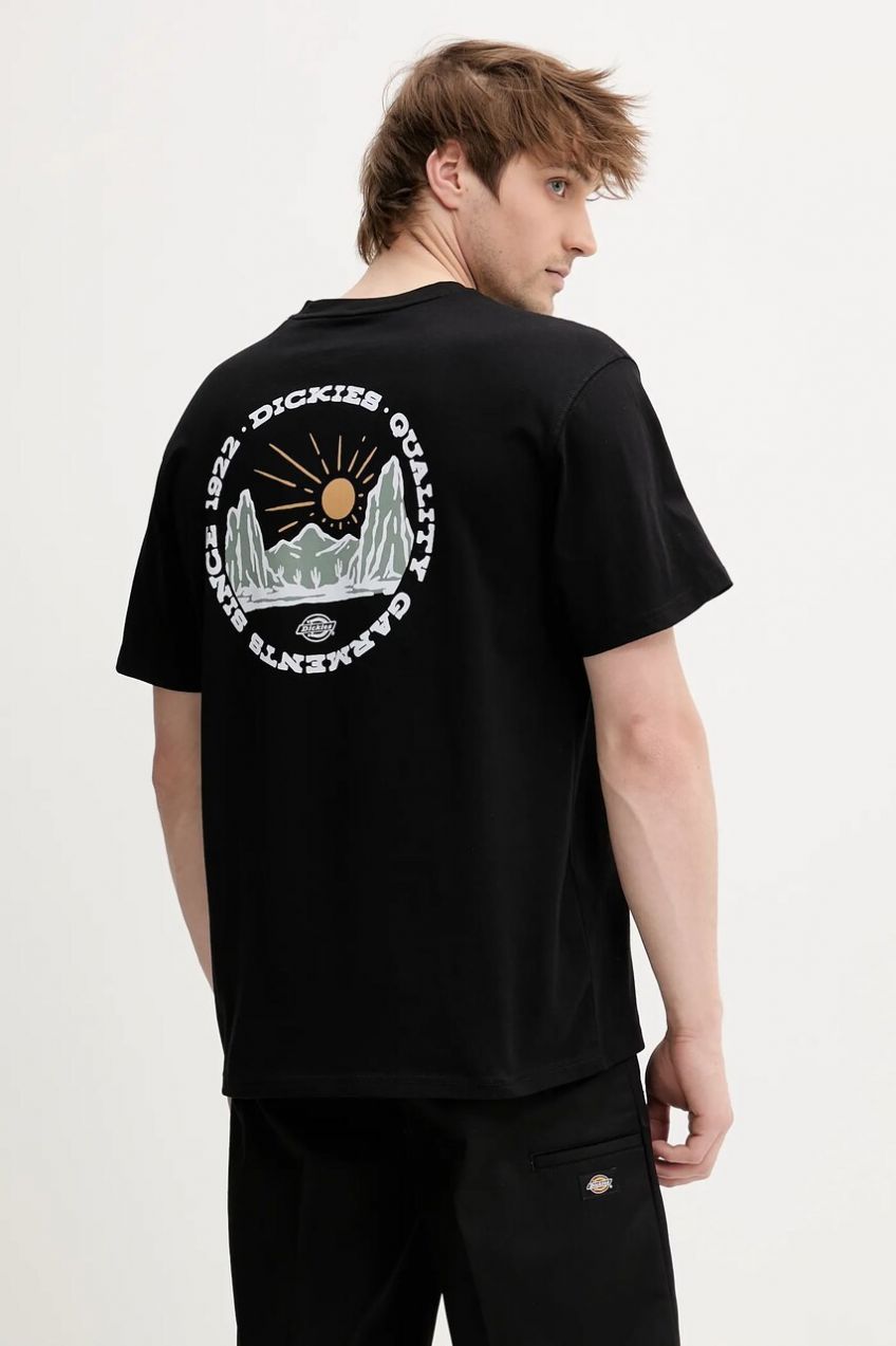 Bavlnené tričko Dickies pánske, čierna farba, s potlačou, DK0A4Z8PBLK1