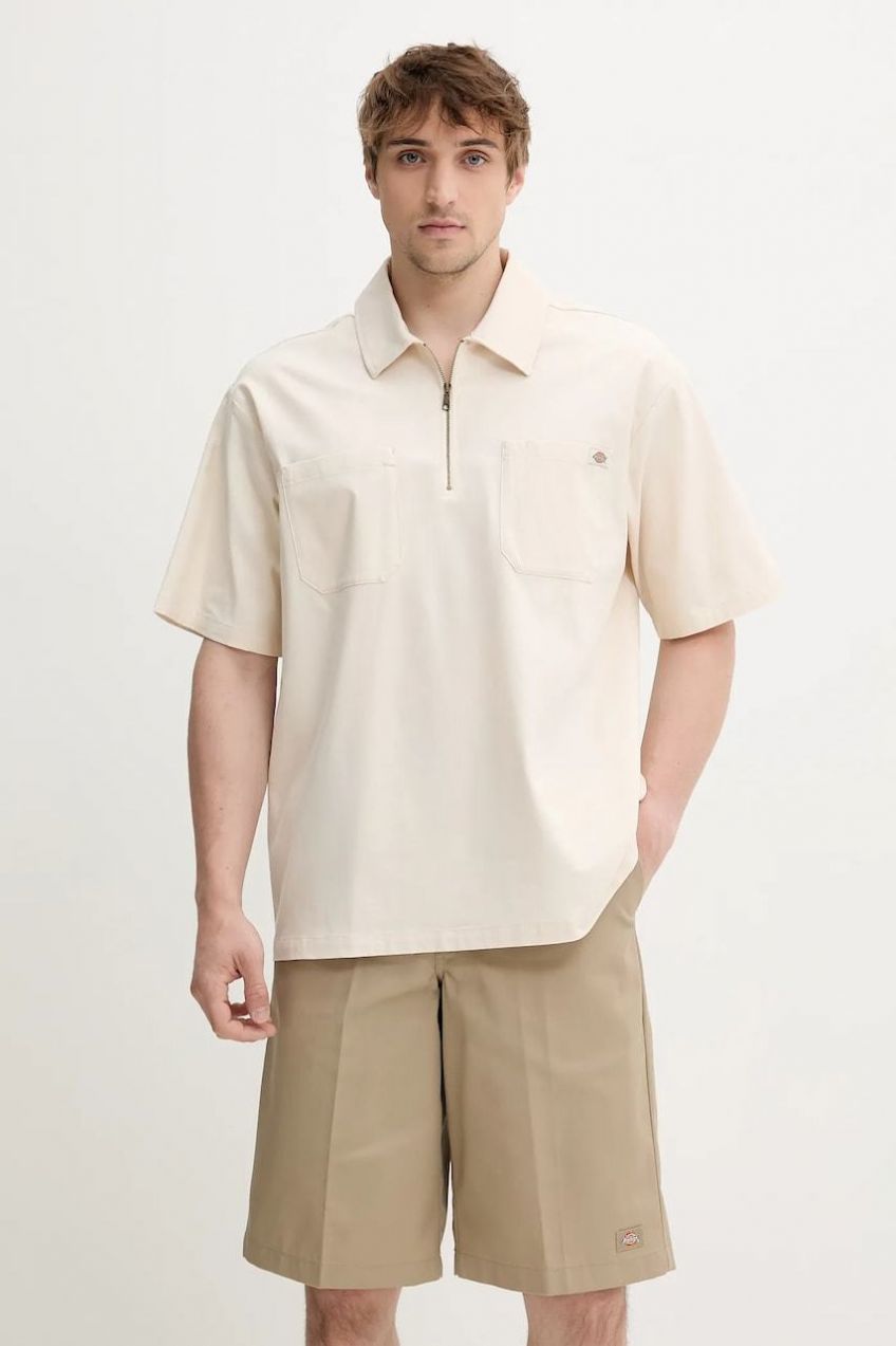 Polo tričko Dickies pánske, béžová farba, jednofarebné, DK0A4Z7TF901