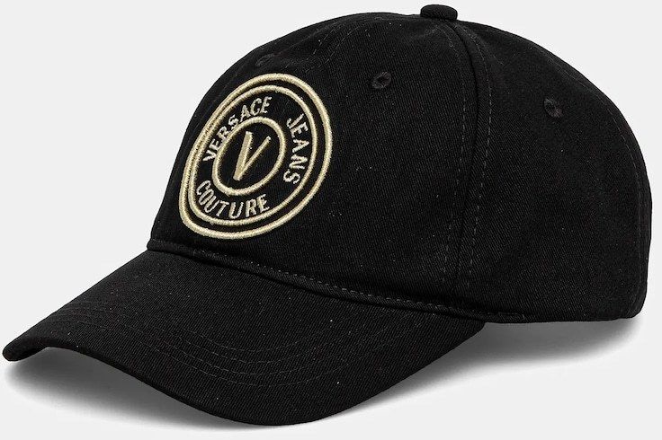 Bavlnená šiltovka Versace Jeans Couture čierna farba, s nášivkou, 78GAZK26 ZG366