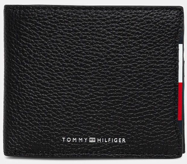 Kožená peňaženka Tommy Hilfiger čierna farba, AM0AM13515