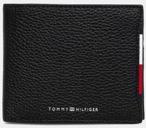 Kožená peňaženka Tommy Hilfiger čierna farba, AM0AM13515