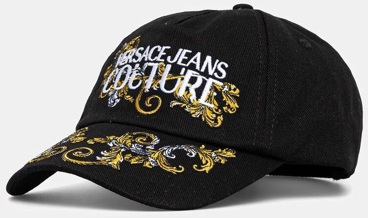 Bavlnená šiltovka Versace Jeans Couture čierna farba, vzorovaná, 78GAZK17 ZG367