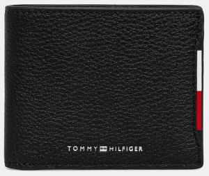Kožená peňaženka Tommy Hilfiger čierna farba, AM0AM13513
