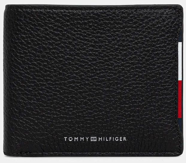 Kožená peňaženka Tommy Hilfiger čierna farba, AM0AM13514