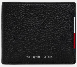 Kožená peňaženka Tommy Hilfiger čierna farba, AM0AM13514
