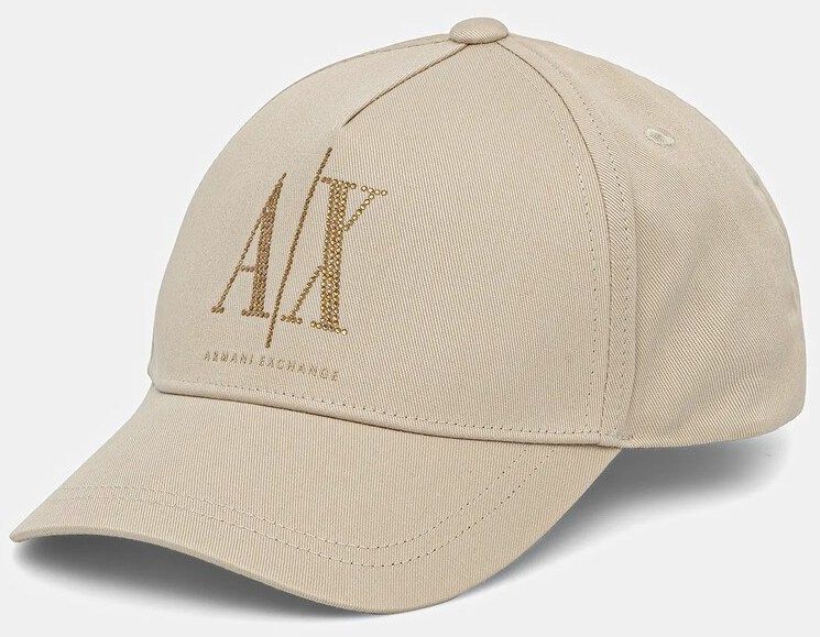 Bavlnená šiltovka Armani Exchange béžová farba, s nášivkou, XW000957 AF13846