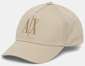 Bavlnená šiltovka Armani Exchange béžová farba, s nášivkou, XW000957 AF13846