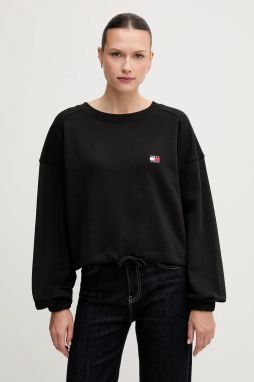 Bavlnená mikina Tommy Jeans čierna farba, jednofarebná, DW0DW21344