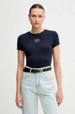 Tričko Tommy Jeans dámske, tmavomodrá farba, DW0DW20316