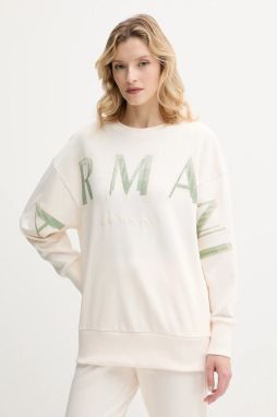 Bavlnená mikina Armani Exchange béžová farba, s nášivkou, XW000495 AF12739