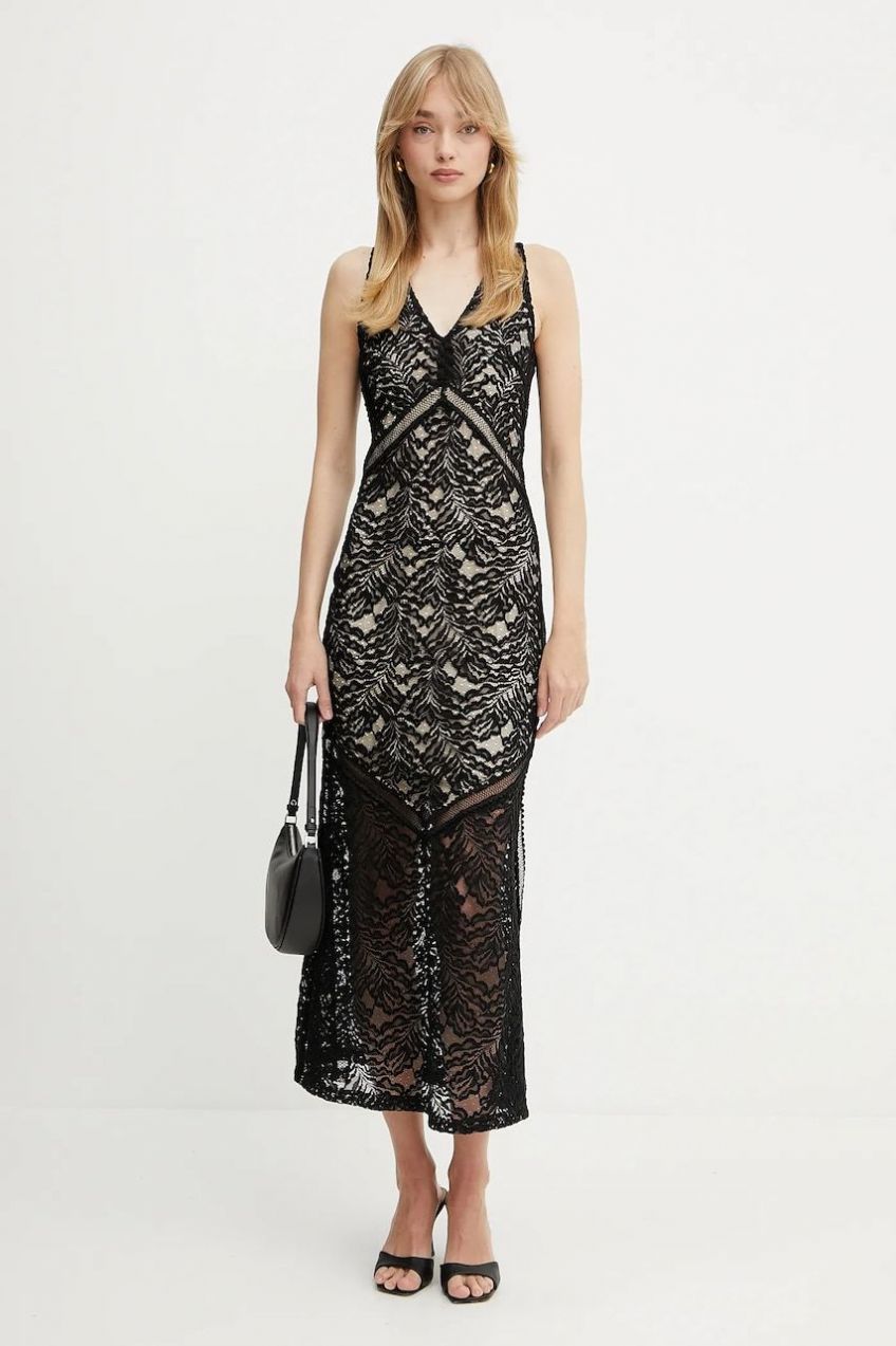 Šaty Guess CHRISTEL čierna farba, maxi, priliehavé, W5GT37 KCS90