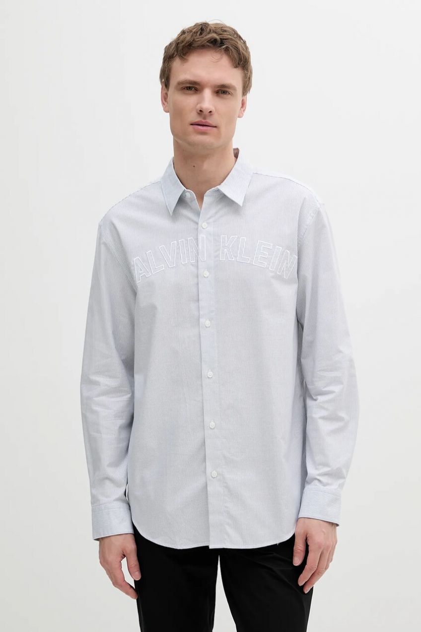 Košeľa Calvin Klein Jeans voľný strih, s klasickým golierom, LV04RB119G