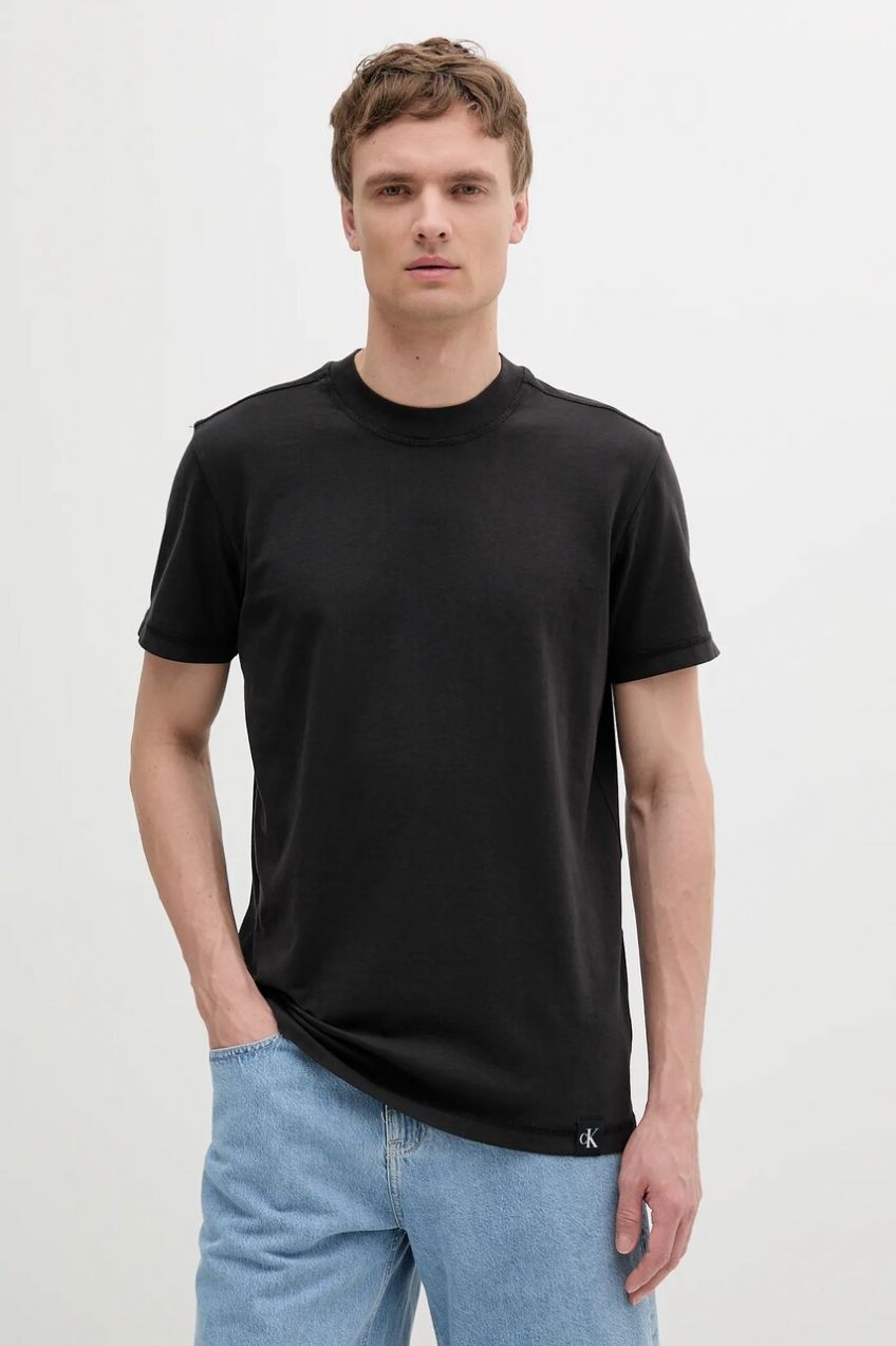 Bavlnené tričko Calvin Klein Jeans pánske, čierna farba, melanžová, J30J327267