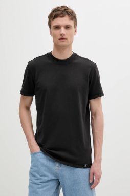 Bavlnené tričko Calvin Klein Jeans pánske, čierna farba, melanžová, J30J327267