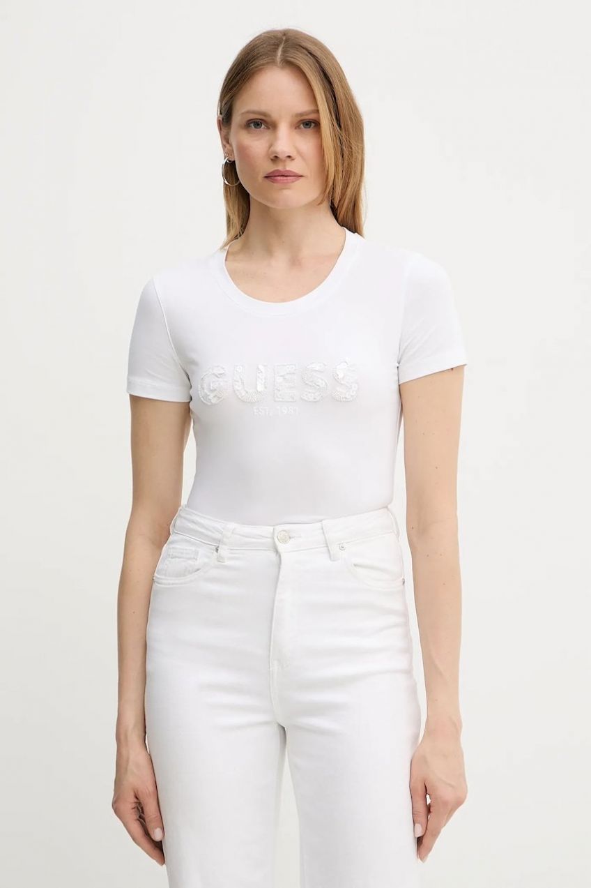 Tričko Guess dámske, biela farba, W5GI17 J1314