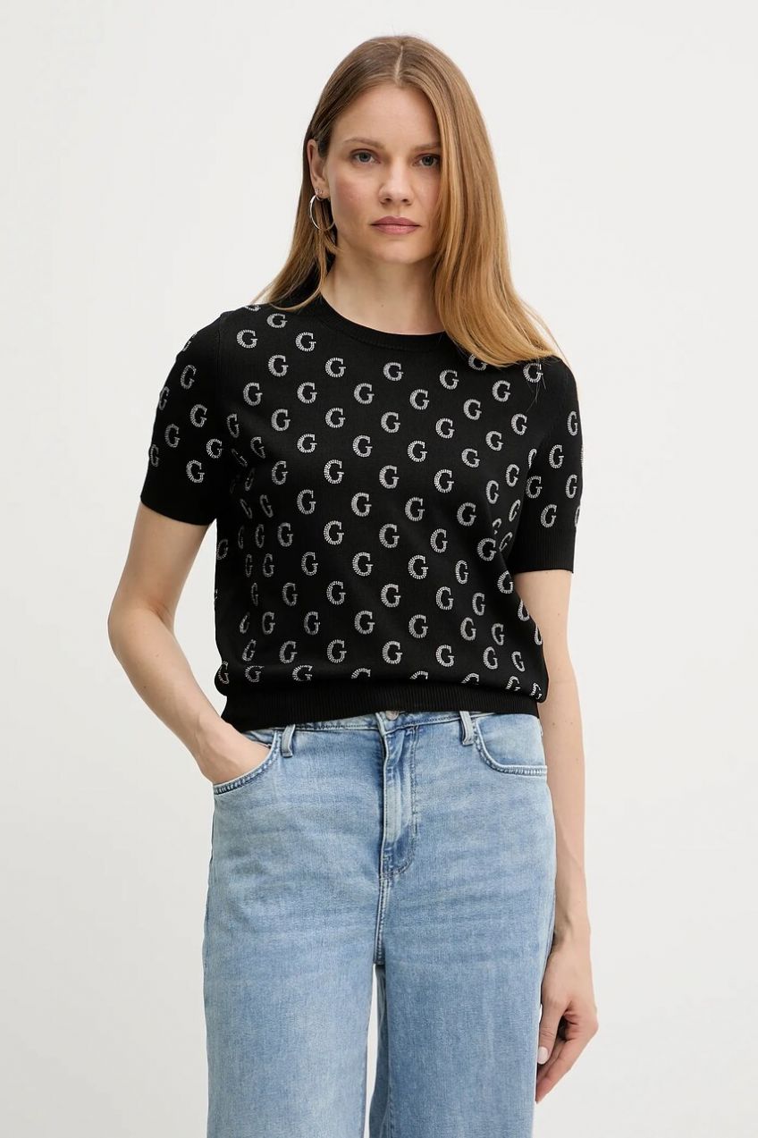 Tričko Guess JASMINE dámske, čierna farba, W5GR05 Z3D60