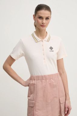 Polo tričko Guess SUZANNE dámske, béžová farba, V5RP02 KCOK1
