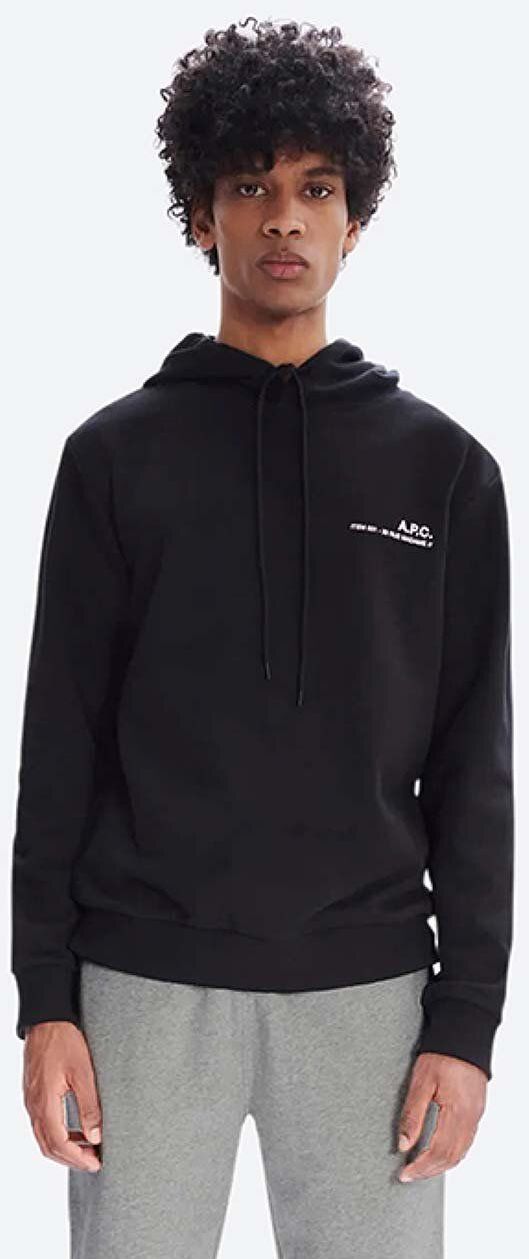 Bavlnená mikina A.P.C. Hoodie Item COEAS-H27672 BLACK pánska, čierna farba, s kapucňou, jednofarebná
