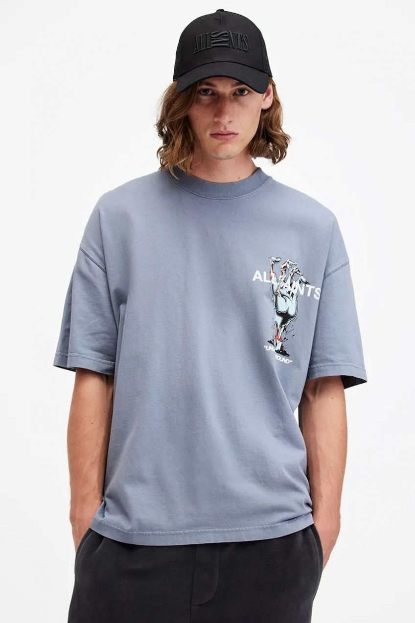 Bavlnené tričko AllSaints UNDERGANG pánske, s potlačou, M053PB