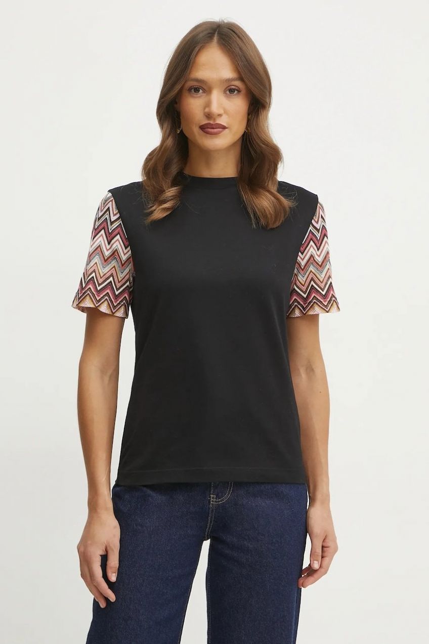 Tričko Missoni dámske, čierna farba, DS25SL01.BJ00N7