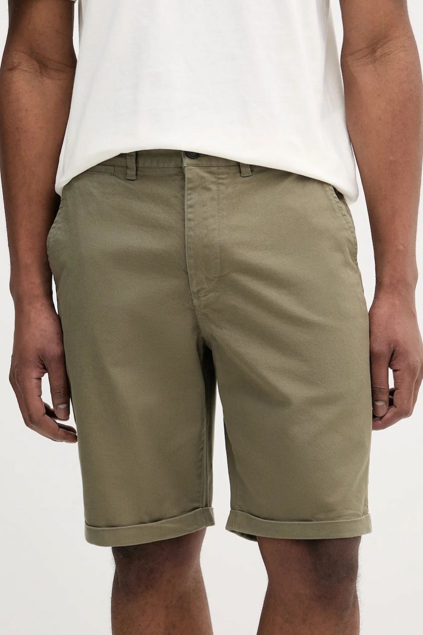 Šortky Barbour Washed Twill Chino Short pánske, zelená farba, MST0053