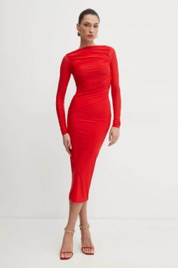 Šaty Pinko červená farba, midi, priliehavé, 104838 A2H1
