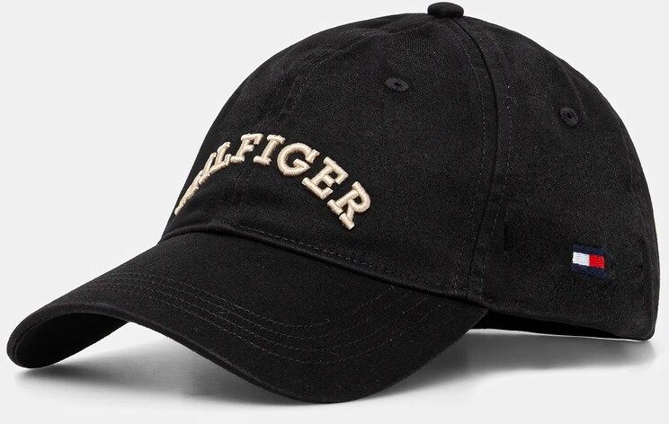 Bavlnená šiltovka Tommy Hilfiger čierna farba, s nášivkou, AM0AM13165