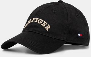 Bavlnená šiltovka Tommy Hilfiger čierna farba, s nášivkou, AM0AM13165