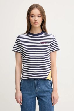 Bavlnené tričko Tommy Hilfiger SAILING dámske, tmavomodrá farba, WW0WW45935