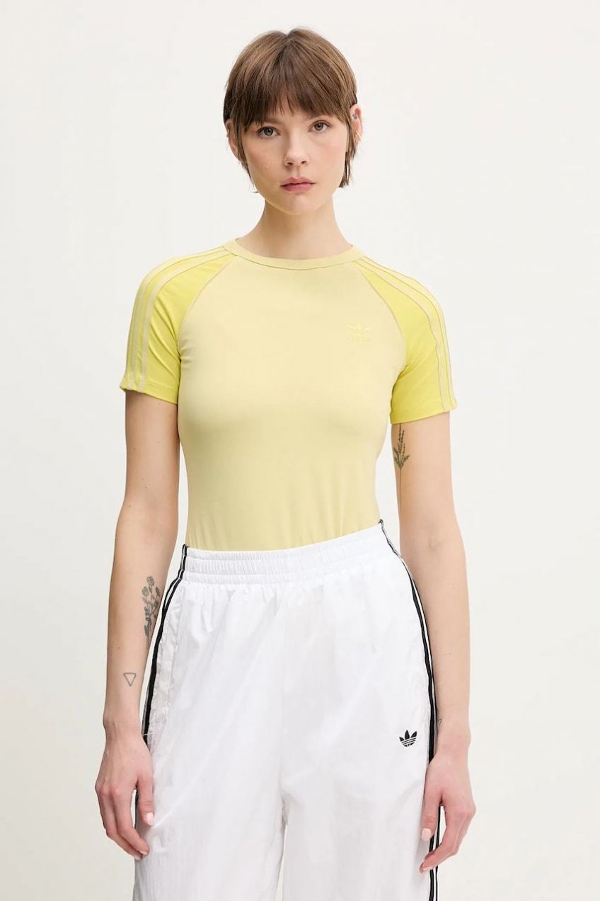 Tričko adidas Originals 3-Stripes dámske, žltá farba, JC6679
