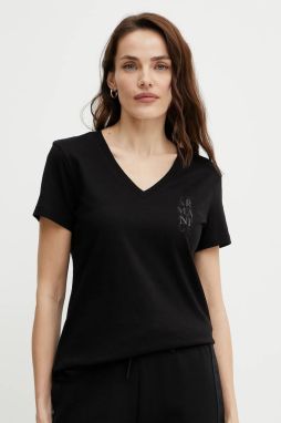 Bavlnené tričko Armani Exchange dámske, čierna farba, XW000527 AF10356