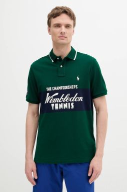 Polo tričko Polo Ralph Lauren pánske, zelená farba, s potlačou, 710970486